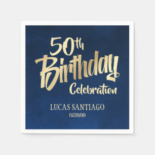 Serviette En Papier Anniversaire d'or de la marine masculine