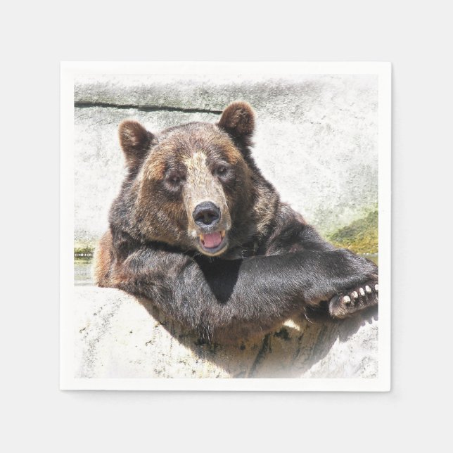 Serviette En Papier anniversaire d'ours souriant (Devant)