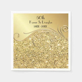 Serviette En Papier Anniversaire du 50e Mariage d'or