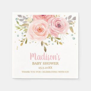Serviette En Papier Anniversaire du Baby shower floral rose roux