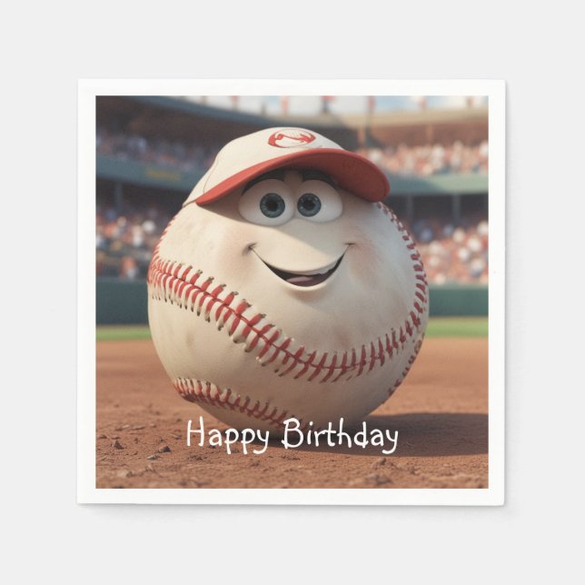 Serviette En Papier Anniversaire du baseball de dessin (Devant)