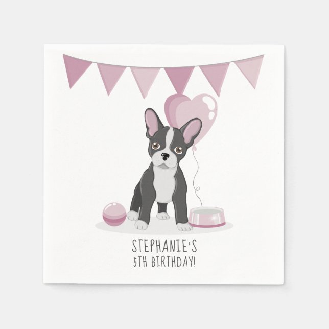 Serviette En Papier Anniversaire du Bulldog français (Devant)
