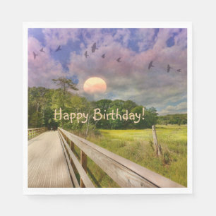 Serviette En Papier  Anniversaire du coucher du soleil du marais de Se