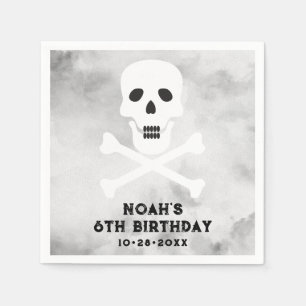 Serviette En Papier Anniversaire du crâne noir et blanc