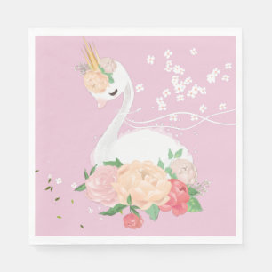 Serviette En Papier Anniversaire du cygne floral