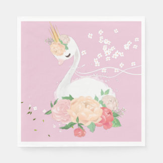Serviette En Papier Anniversaire du cygne floral