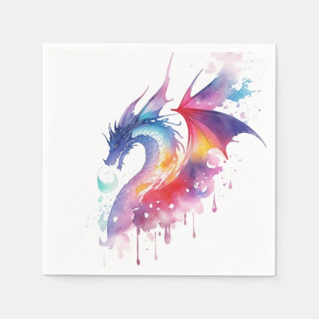 Serviette En Papier Anniversaire du dragon enchanté (Devant)