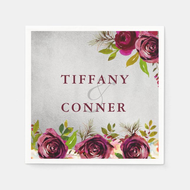 Serviette En Papier Anniversaire du Fiançailles Mariage en Bourgogne d (Devant)