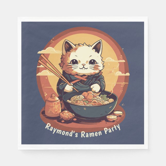 Serviette En Papier Anniversaire du garçon de la fête de Ramen avec ch (Devant)