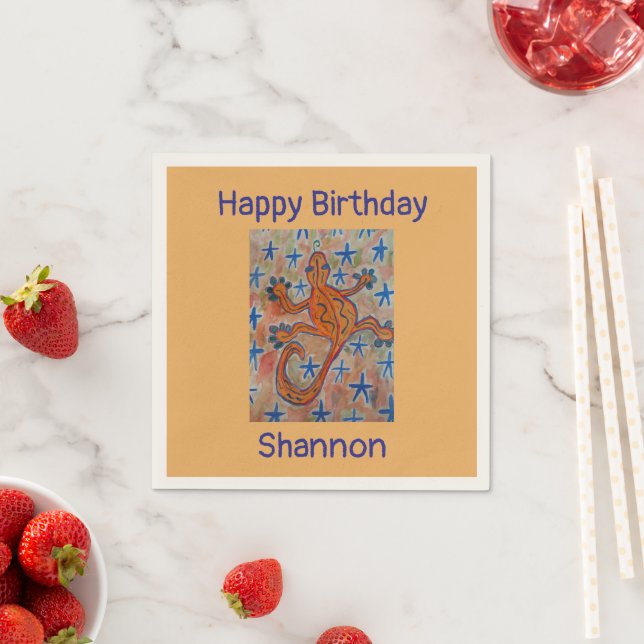 Serviette En Papier Anniversaire du Gecko Orange  (En situation)