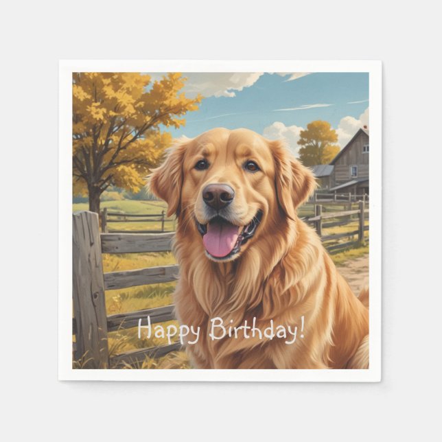 Serviette En Papier Anniversaire du Golden Retriever (Devant)