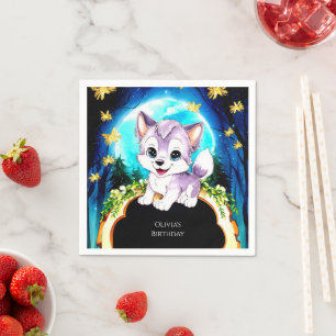 Serviette En Papier Anniversaire du loup de la Forêt Magique
