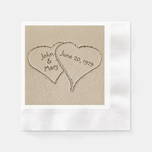 Serviette En Papier Anniversaire du mariage Beach Hearts (Devant)