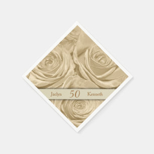 Serviette En Papier Anniversaire du Mariage d'or Rose de Champagne