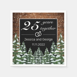 Serviette En Papier Anniversaire du Mariage du bois et de la forêt de