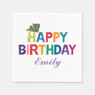 Serviette En Papier Anniversaire du papillon Caterpillar, très affamé