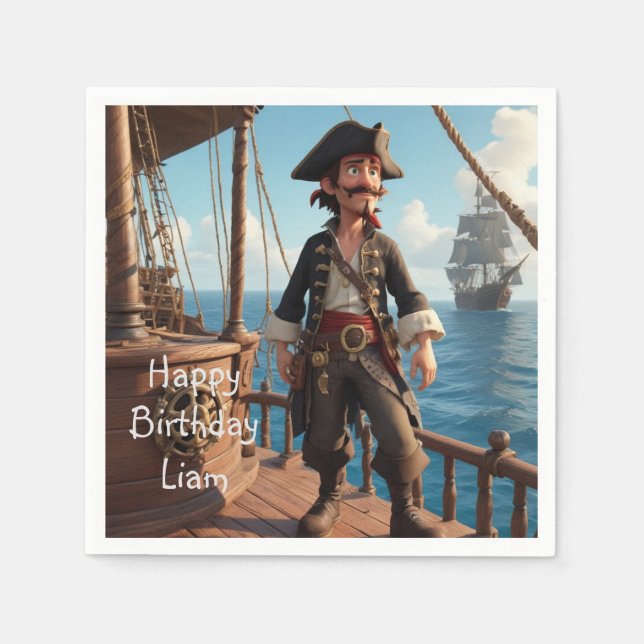 Serviette En Papier Anniversaire du Pirate (Devant)