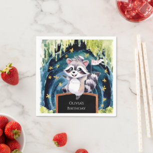 Serviette En Papier Anniversaire du raton laveur Enchanted Forest