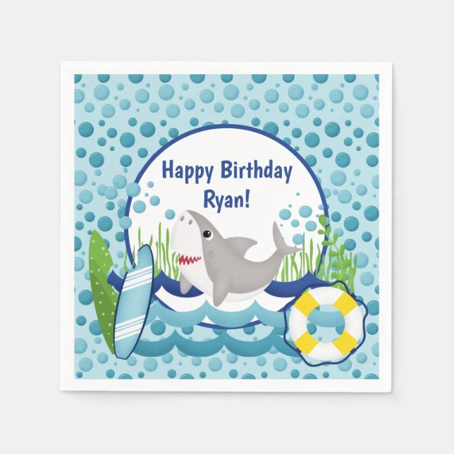 Serviette En Papier Anniversaire du requin (Devant)
