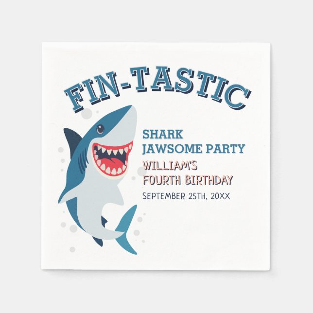 Serviette En Papier Anniversaire du requin fin jawsome Jawsome (Devant)
