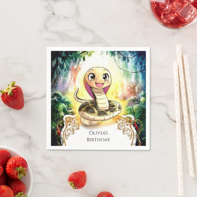 Serviette En Papier Anniversaire du serpent Boho Kids (En situation)