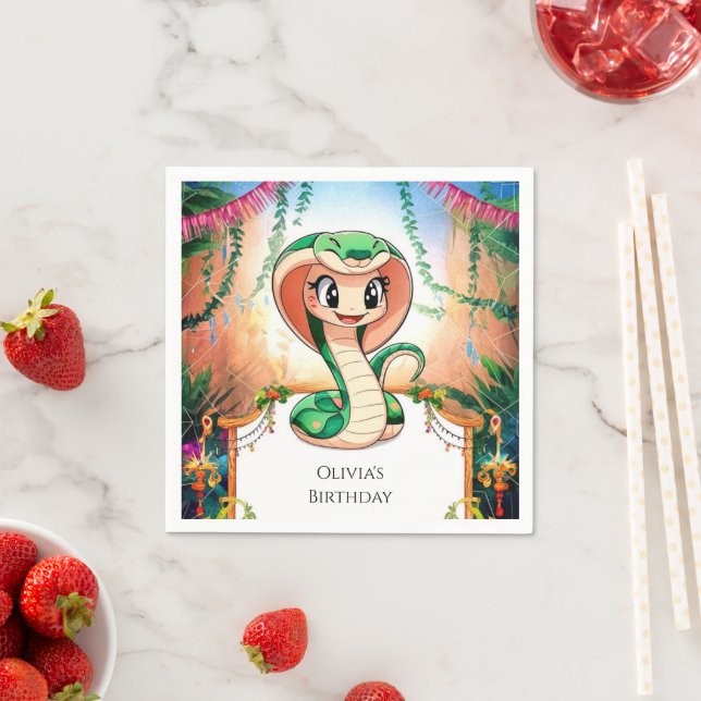 Serviette En Papier Anniversaire du serpent de la Jungle simple (En situation)