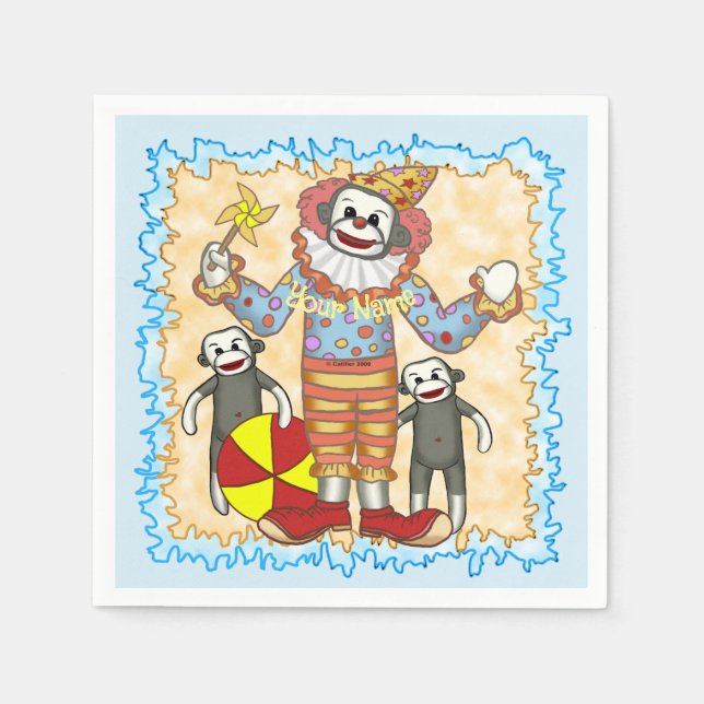 Serviette En Papier Anniversaire du singe de Sock (Devant)