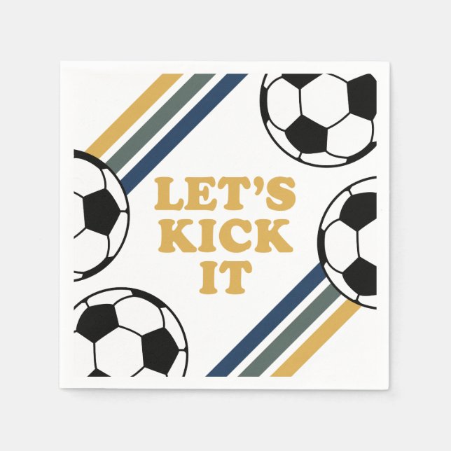 Serviette En Papier Anniversaire du soccer rétro (Devant)