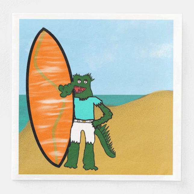 Serviette En Papier Anniversaire du surfeur (Devant)