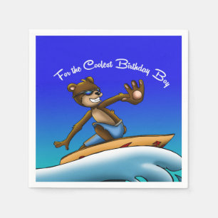 Serviette En Papier Anniversaire du surfeur d'ours