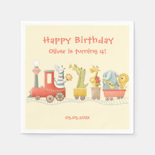 Serviette En Papier Anniversaire du train d'animaux musicaux