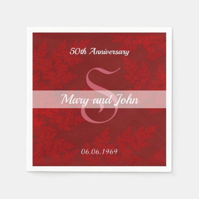 Serviette En Papier Anniversaire du Velours rouge (Devant)