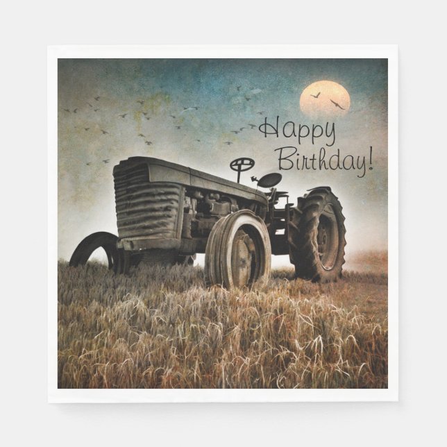 Serviette En Papier Anniversaire du vieux tracteur (Devant)