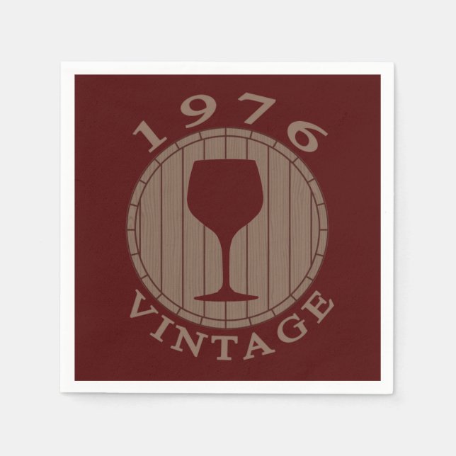 Serviette En Papier Anniversaire du vin 1976 Vintage (Devant)