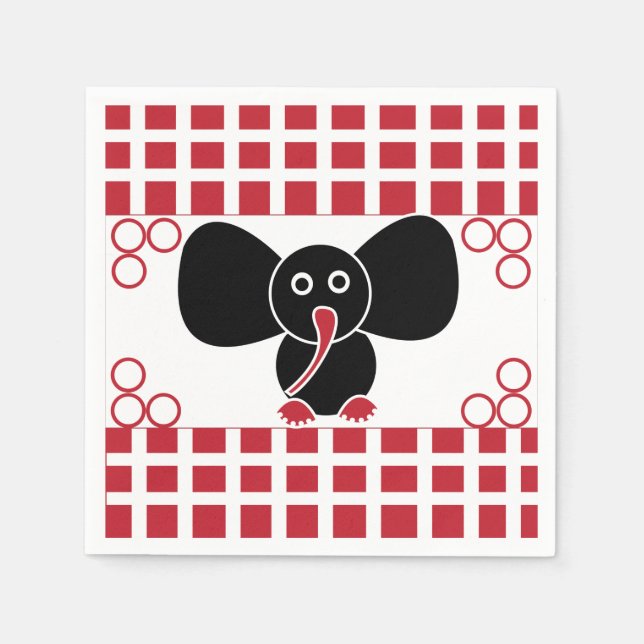 Serviette En Papier Anniversaire d'une fille éléphant (Devant)