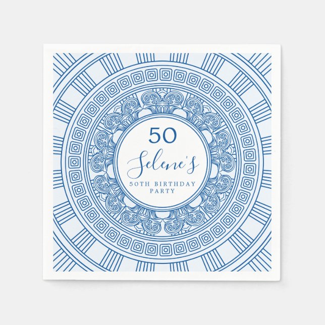 Serviette En Papier Anniversaire élégant grec ou romain avec des coule (Devant)