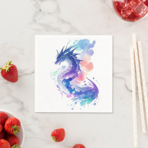 Serviette En Papier Anniversaire enchanté du dragon qui respire le feu