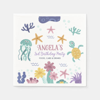 Serviette En Papier Anniversaire Enfantins Sous l'Océan Fantaisiste