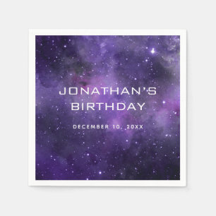 Serviette En Papier Anniversaire Enfants Galaxie Espace. Fête d'astron