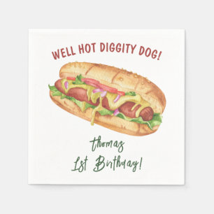 Serviette En Papier Anniversaire Enfants Hot Dog Aquarelle