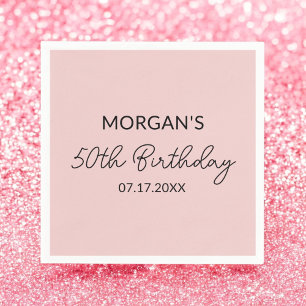 Serviette En Papier Anniversaire Fête Blush Pink Nom mignon