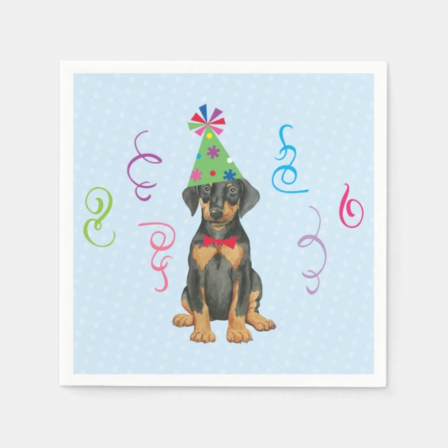 Serviette En Papier Anniversaire fête Doberman Napkins (Devant)