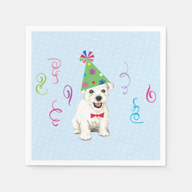 Serviette En Papier Anniversaire fête Westie Napkins (Devant)