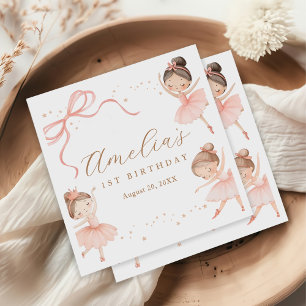 Serviette En Papier Anniversaire Fille Ballerine Coquette Rose Élégant