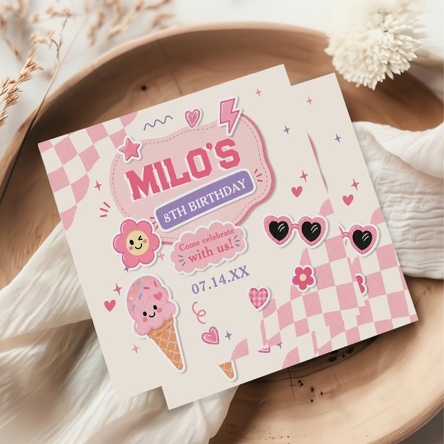 Serviette En Papier Anniversaire Fille Rose Rétro (Créateur téléchargé)