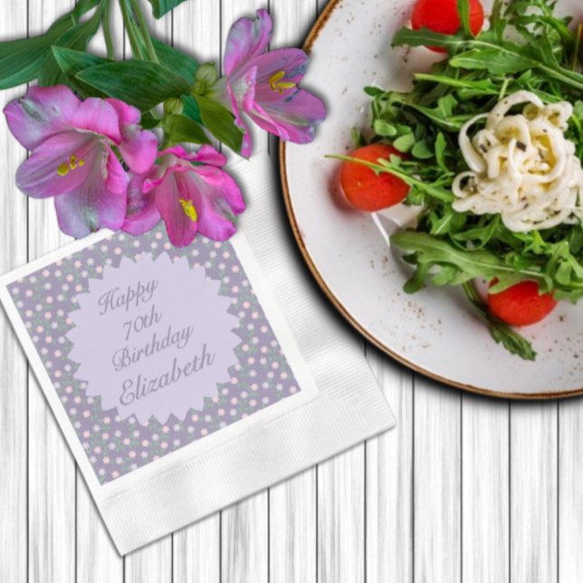 Serviette En Papier Anniversaire Fleurie Violette (Créateur téléchargé)