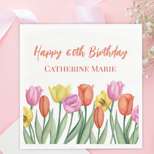 Serviette En Papier Anniversaire Fleurs 60 ans