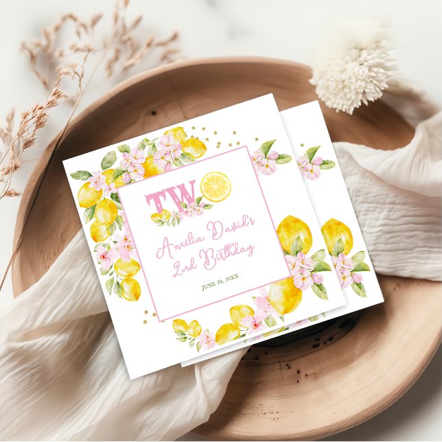 Serviette En Papier Anniversaire Floral Citron (Créateur téléchargé)