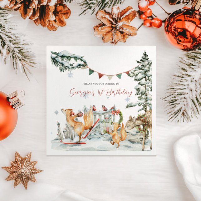 Serviette En Papier Anniversaire Forêt Enchantée d'Hiver (Créateur téléchargé)