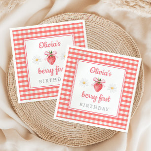 Serviette En Papier Anniversaire fraise 1ère année Fête première année